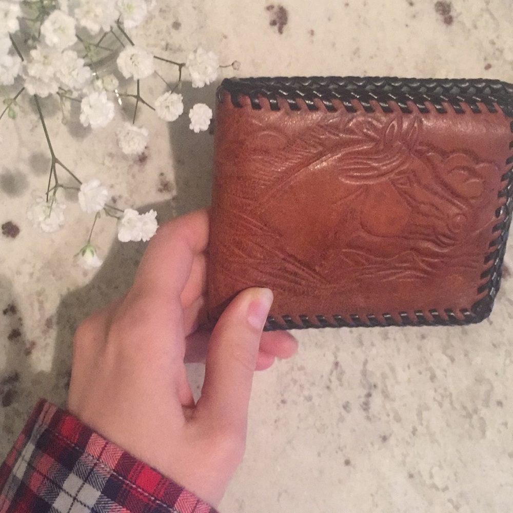 Authentic Brown Leather Hand-tooled Wallet